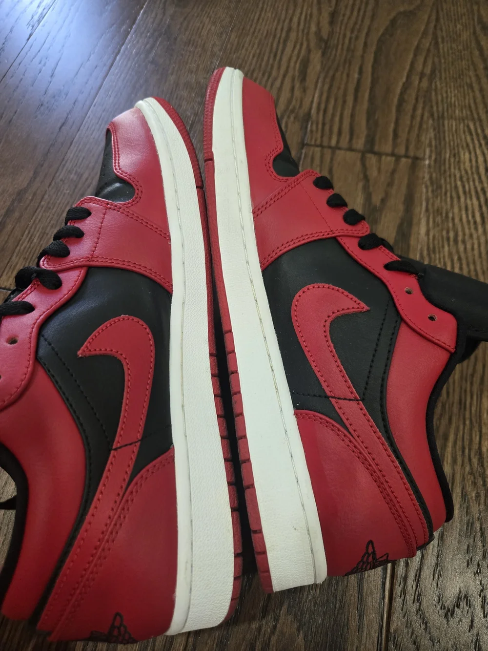 Air Jordan 1 Low Red And Black Sneakers Black and Red Size 9.5